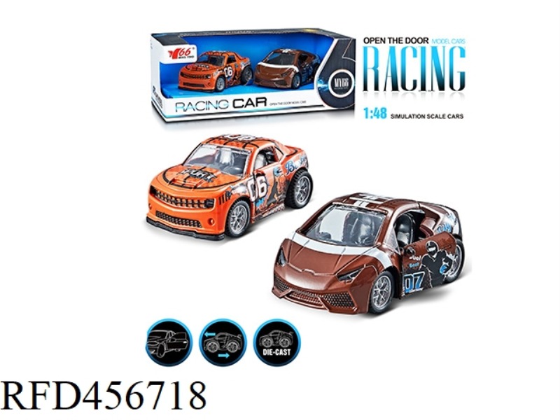 1:48 Q VERSION PULL BACK ALLOY TWO-DOOR GRAFFITI SPORTS CAR