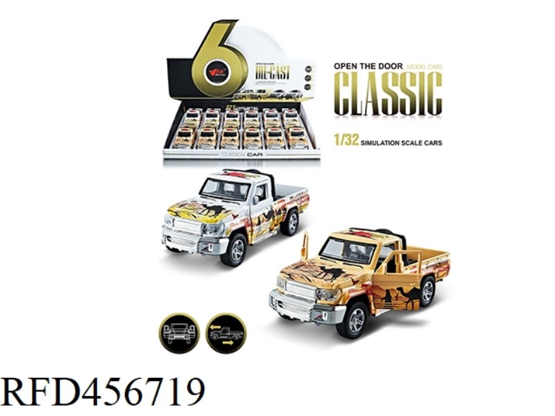 1:32 GRAFFITI TOYOTA PICKUP ALLOY PULL BACK DOOR CAR 1 MODEL 2 COLOR MIXED 12PCS