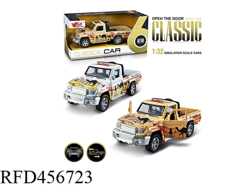 1:32 GRAFFITI TOYOTA PICKUP ALLOY PULL BACK DOOR CAR 1 MODEL 2 COLOR MIXED