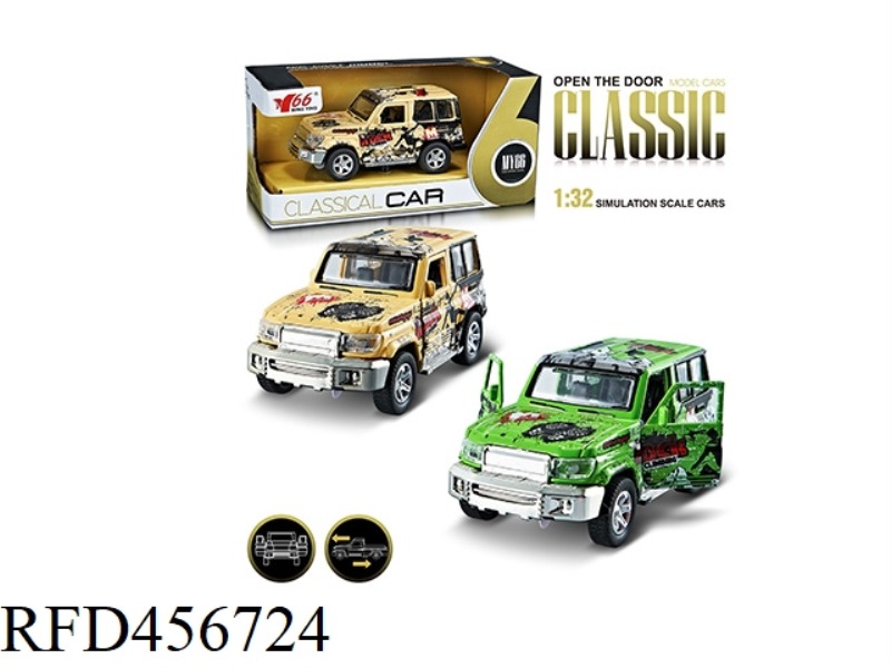 1:32 GRAFFITI TOYOTA JEEP ALLOY PULL BACK DOOR CAR 1 MODEL 2 COLOR MIXED