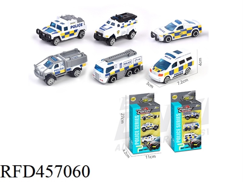 ALLOY SLIDING POLICE CAR 3 PACK