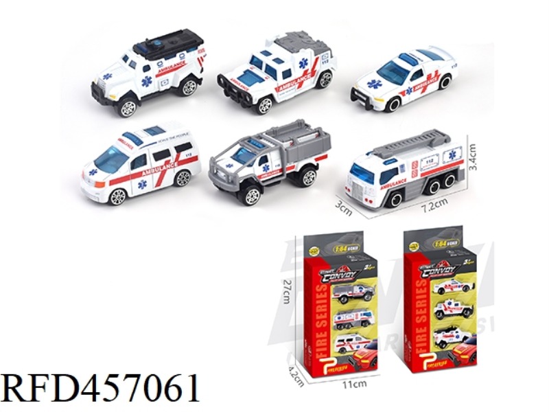 ALLOY SLIDING MEDICAL RESCUE VEHICLE 3 PACK