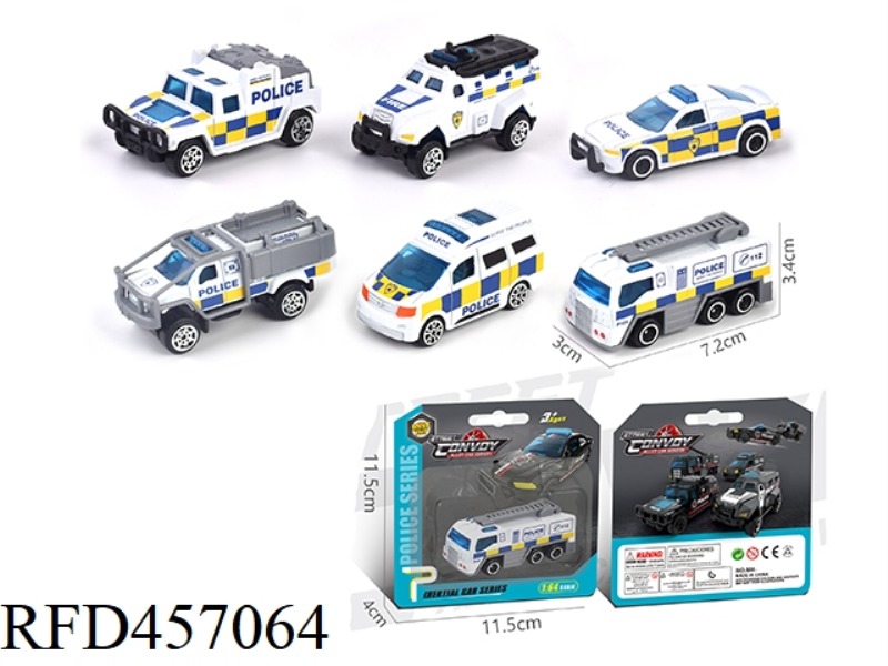 1:64 SLIDING ALLOY POLICE CAR