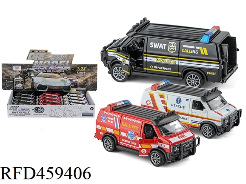 1:32 ALLOY AMERICAN VAN PULL BACK THREE DOORS (PACK OF 12)