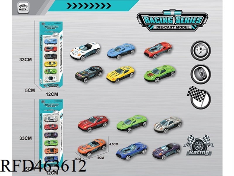 1:64 ALLOY SPORTS CAR SIX PACK
