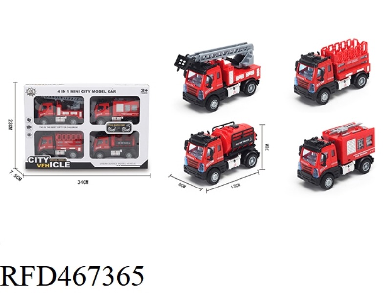 1:64 PULL BACK EUROPEAN FIRE TRUCK (ALLOY CAR)