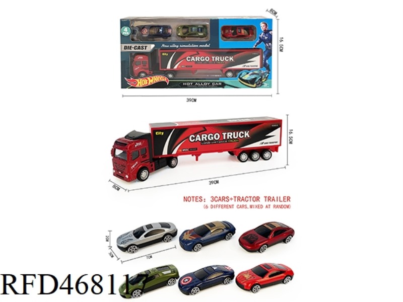 1 RETURNEE ALLOY CONTAINER CAR +3 SLIDING AVENGERS ALLIANCE CAR (ALLOY)