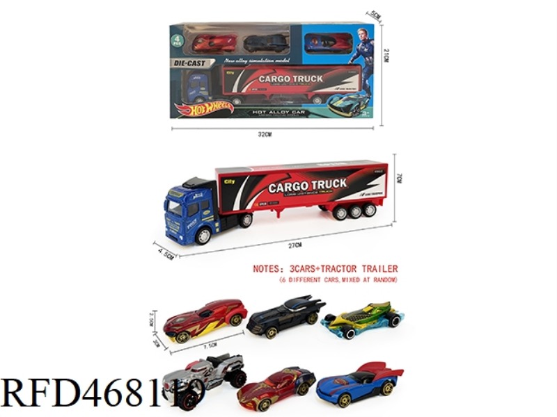 1 RETURN ALLOY CONTAINER CAR +3 SLIDING JUSTICE ALLIANCE CAR (ALLOY)