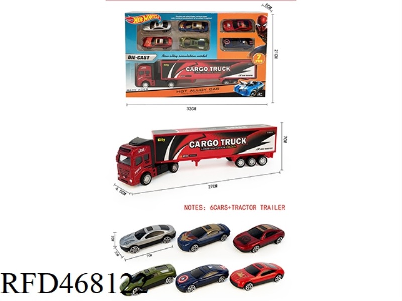 1 RETURNEE ALLOY CONTAINER CAR +6 SLIDING AVENGERS ALLIANCE CAR (ALLOY)