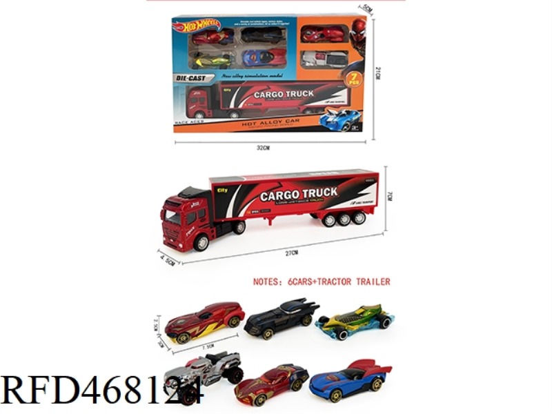 1 RETURN ALLOY CONTAINER CAR +6 SLIDING JUSTICE ALLIANCE CAR (ALLOY)