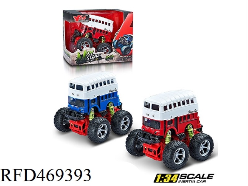 1: 34Q ALLOY INERTIA 4WD SIMULATION OFF-ROAD LARGE WHEEL SPRING SHOCK ABSORBER (DOUBLE-LAYER) BUS 1