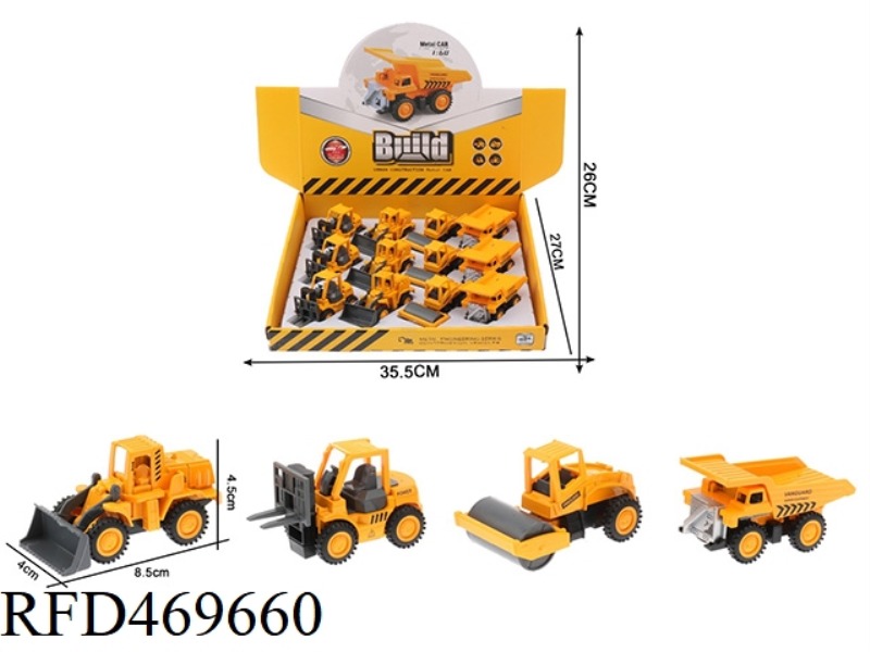 1:60 PULLBACK ENGINEERING VEHICLE B MODEL 12 MIXED/DISPLAY BOX