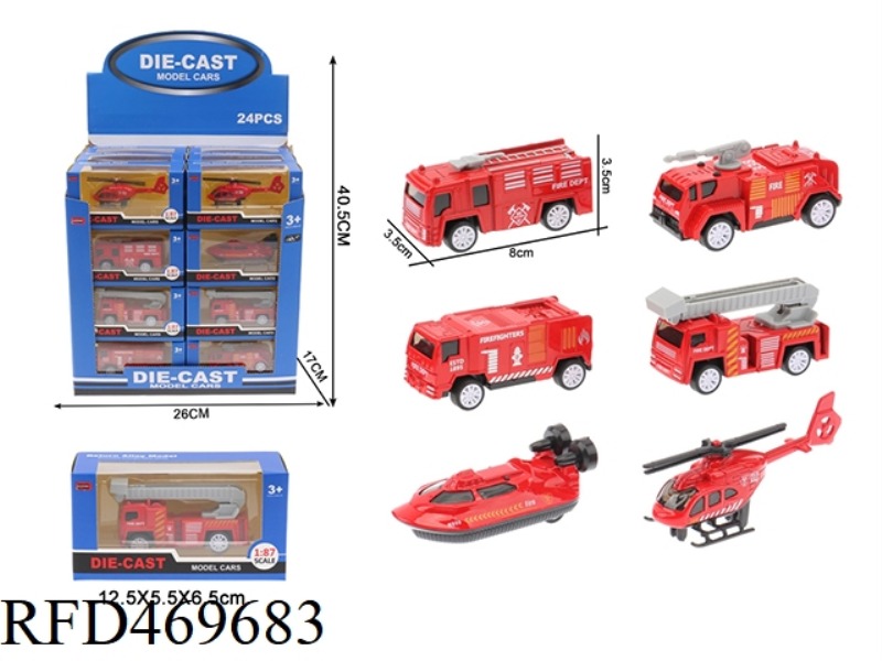 1:60 FIRE TRUCK MODEL (6 MIXED/DISPLAY BOX 24 PACKS)