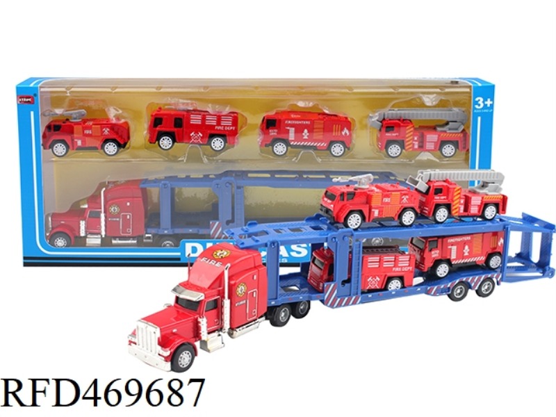 1:60 ALLOY CONTAINER TRUCK FIRE SERIES (5 MIXED/DISPLAY BOX 5 PACK)