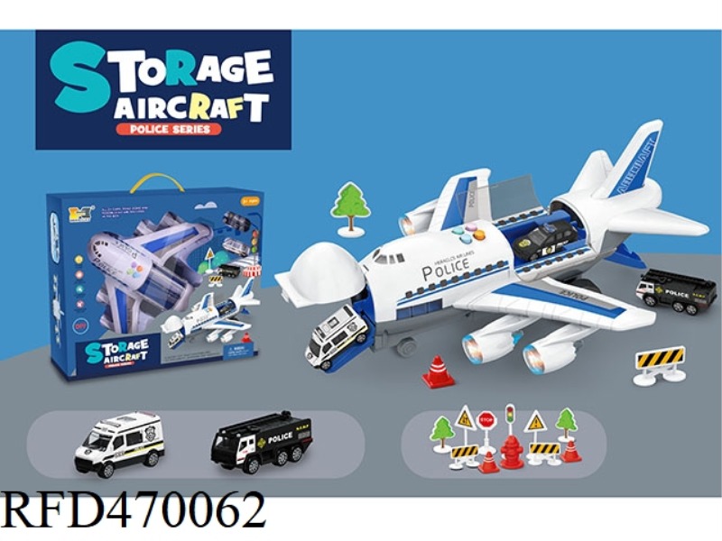 STORE INERTIAL AIRCRAFT TRANSPORT AIRCRAFT WITH COLOR LIGHTS AND SIMULATED SOUND EFFECTS - POLICE (E