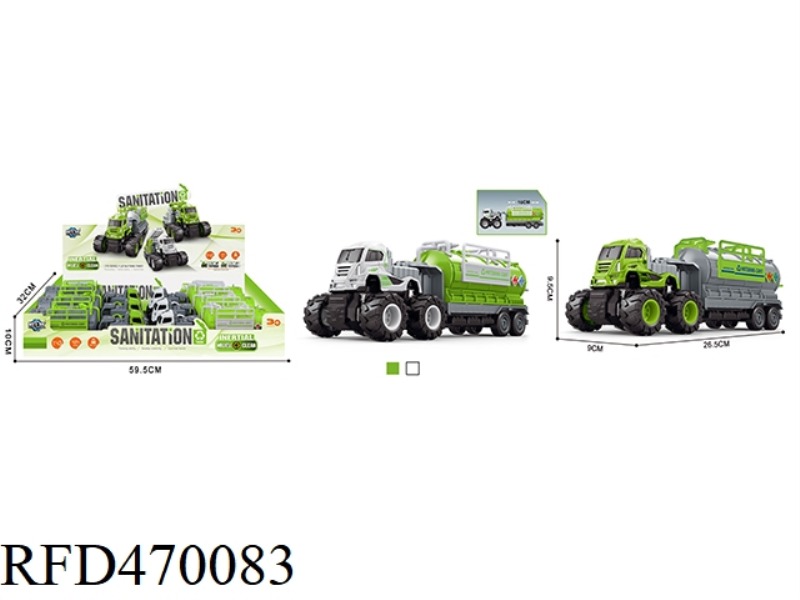 FOUR-DRIVE INERTIAL ALLOY TRUCK (WATER TANK SANITATION TRAILER) 6PCS