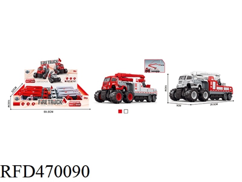 FOUR-DRIVE INERTIAL ALLOY VEHICLE (LIFTING FIRE TRAILER) 6PCS