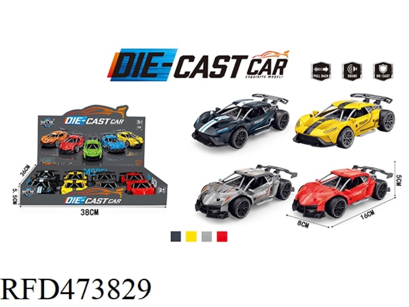 ALLOY PULL BACK FORD/LAMBORGHINI RACING WITH SOUND 8PCS