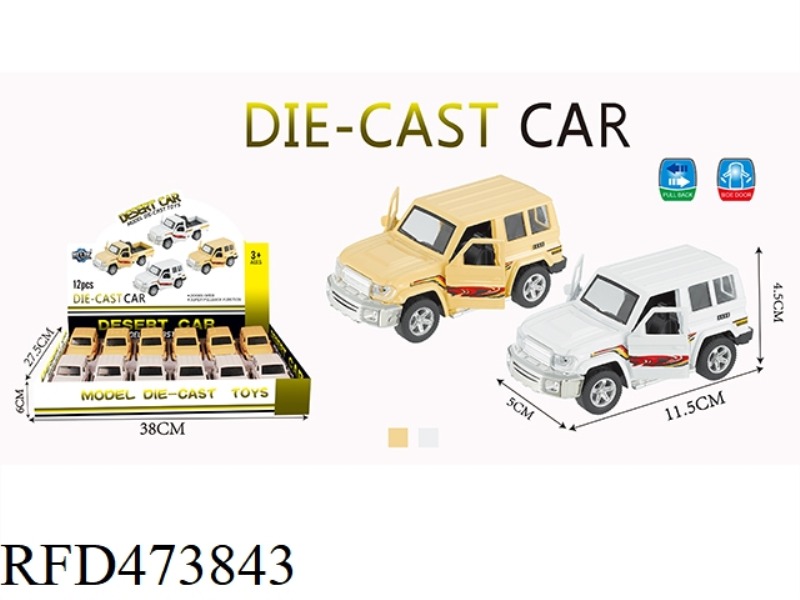 ALLOY PULL BACK JEEP 12PCS