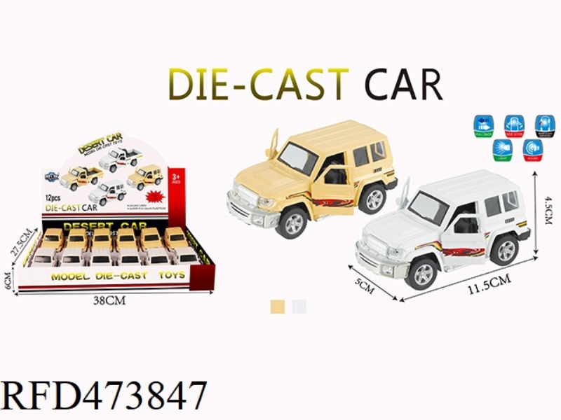 ALLOY PULL BACK JEEP WITH LIGHT AND SOUND 12PCS