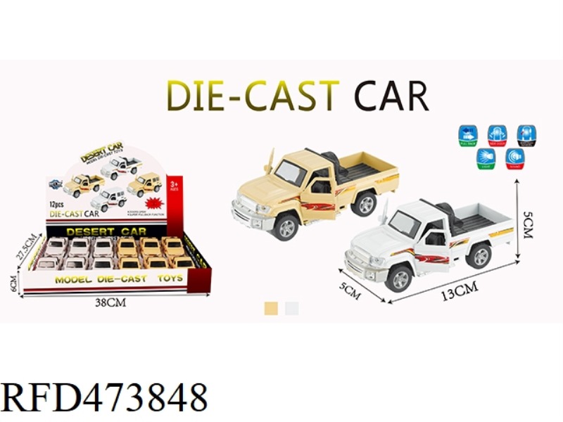 ALLOY PULL BACK PICKUP TRUCK WITH LIGHT AND SOUND 12PCS