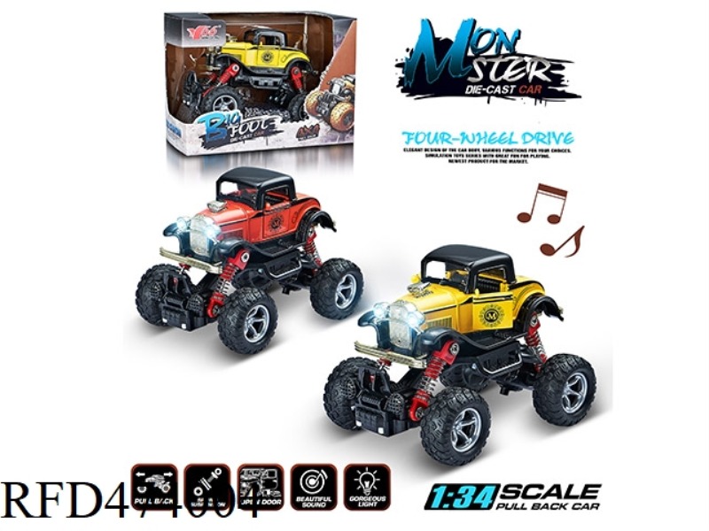 1:34Q VERSION OF ALLOY FRONT AND REAR WITH SPRING SHOCK ABSORBER SIMULATION CLIMBING BIG WHEEL (FORD