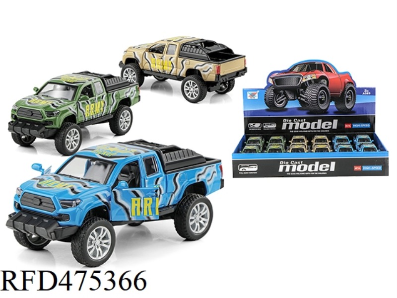 1:32 ALLOY PICKUP OFF-ROAD VEHICLE PULL BACK DOOR (12 PACK)