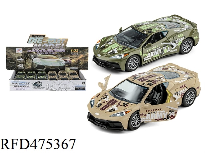 1:32 ALLOY CAR C8 CAMOUFLAGE DOOR PULL BACK (12 PACKS)