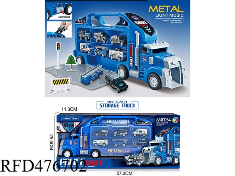 <POLICE> ALLOY PORTABLE CONTAINER TRUCK WITH 6 ALLOY TROLLEYS (SLIDING)