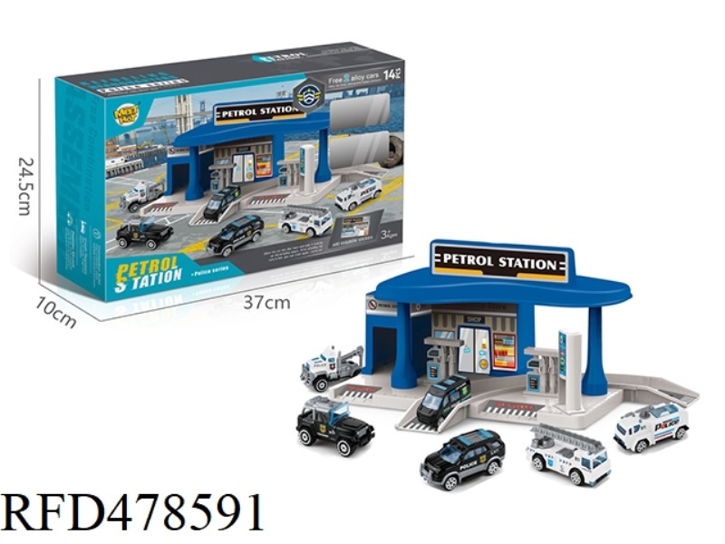 CITY ALLOY POLICE GAS STATION PARKING LOT (WITH 2 ALLOY CARS)