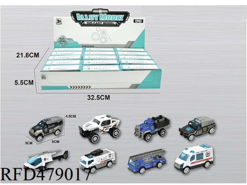 1:64 ALLOY POLICE CAR SERIES 12PCS
