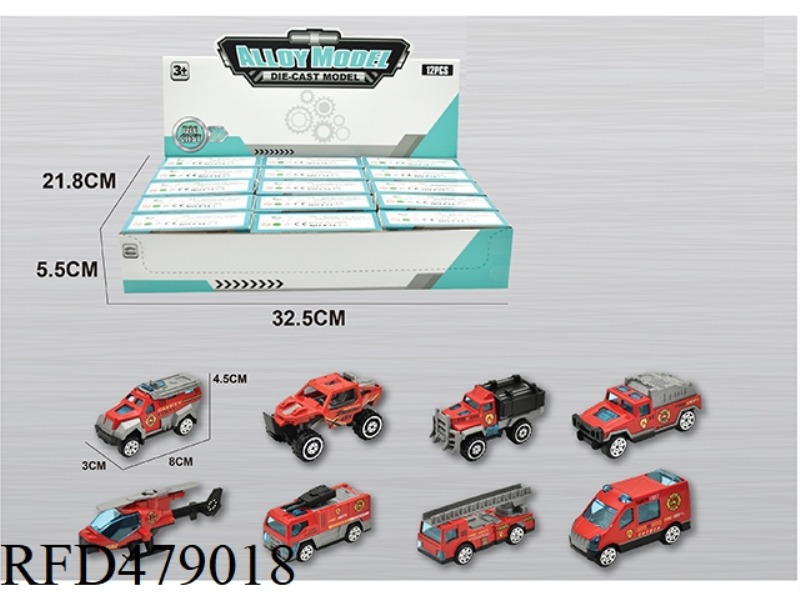 1:64 ALLOY FIRE TRUCK SERIES 12PCS