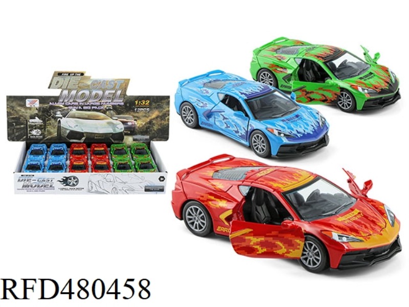1:32 ALLOY CAR C8 FIRE DRAGON DOOR PULL BACK (12 PACK)