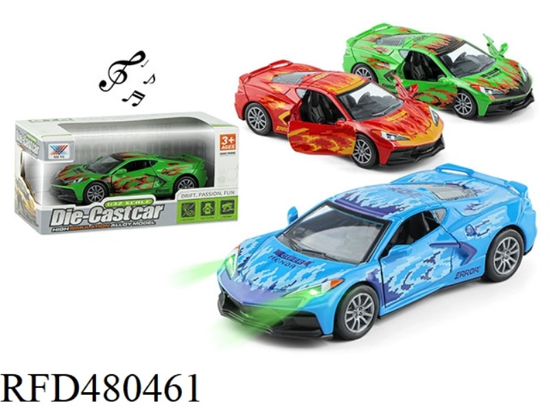 1:32 ALLOY CAR CORVETTE OPEN DOOR PULL BACK LIGHT AND MUSIC (1 PACK)