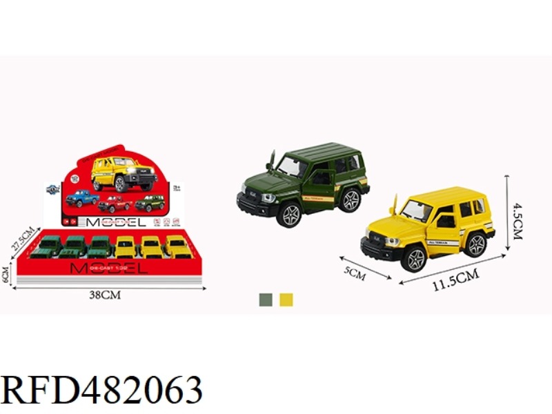 ALLOY PULL BACK JEEP WITH LIGHT AND SOUND 12PCS