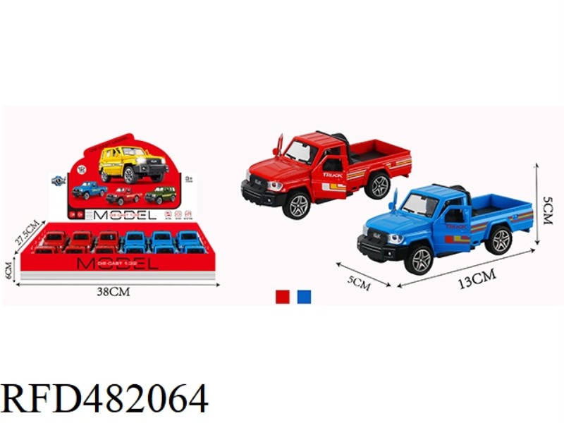 ALLOY PULL BACK PICKUP TRUCK WITH LIGHT AND SOUND 12PCS