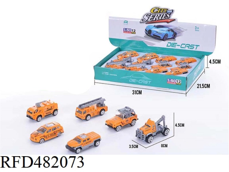 ALLOY SLIDING ENGINEERING VEHICLE (12PCS)