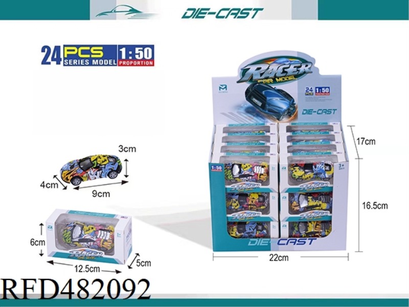 ALLOY PULL BACK GRAFFITI RACING (24PCS)