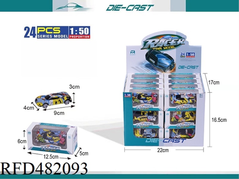 ALLOY SLIDING GRAFFITI RACING (24PCS)