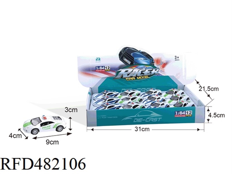 ALLOY PULL BACK POLICE CAR (12PCS)