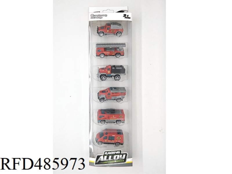 6 ALLOY SLIDING FIRE TRUCKS