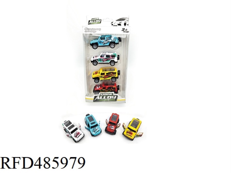 4 DOUBLE-DOOR PULL-BACK GRAFFITI ALLOY CARS