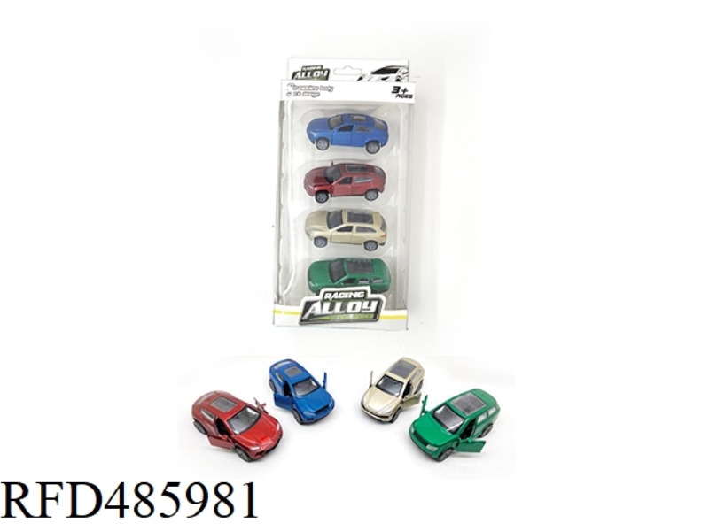 4 DOUBLE-DOOR PULL-BACK ALLOY CARS
