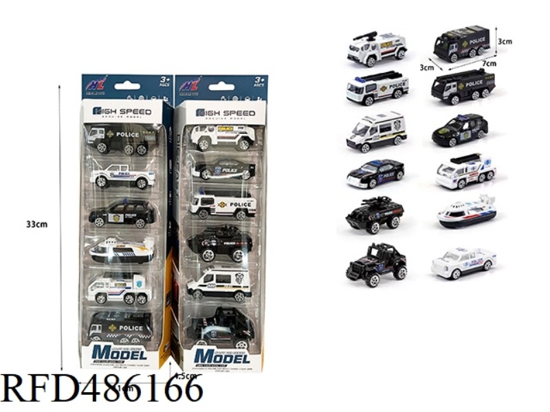 1:64 SIX SLIDING ALLOY POLICE CARS