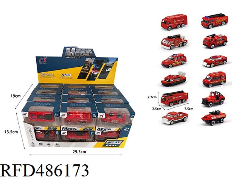 1:64 SLIDING ALLOY FIRE ENGINE 24PCS