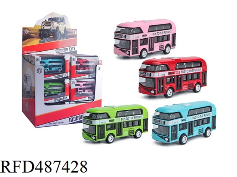 ALLOY RETURN DOUBLE DECKER BRITISH BUS 24PCS