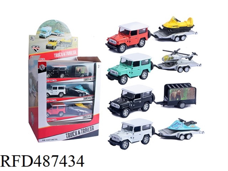 ALLOY BOOMERANG JEEP TOWED 16PCS