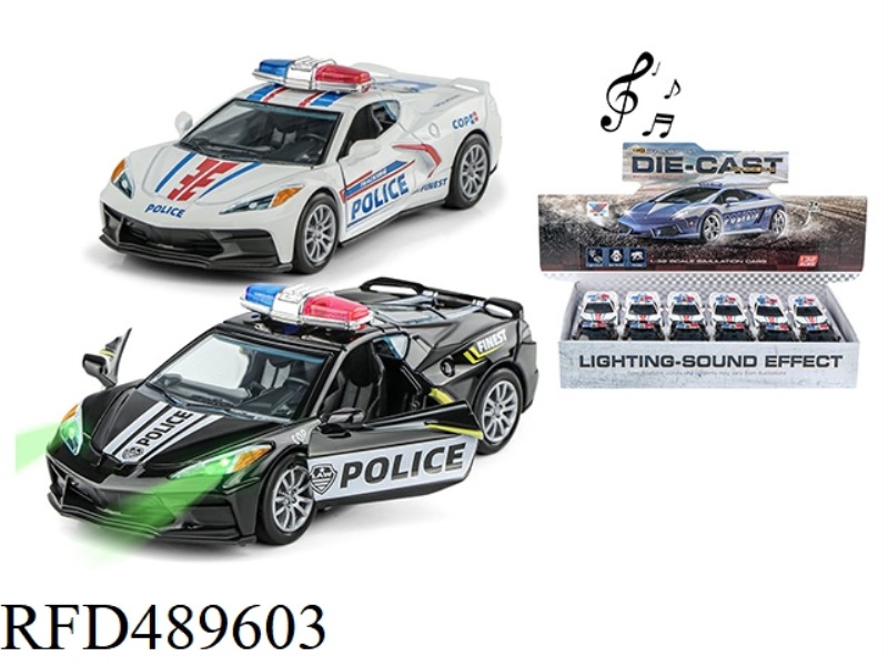 1:32 ALLOY BOOMERANG DOORS POLICE CAR LIGHTS MUSIC CORVETTE C8 (SET OF 12)