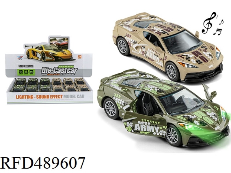 1:32 ALLOY CAR C8 PRINTED CAMO DOOR RETURN LIGHT MUSIC (12 PCS)