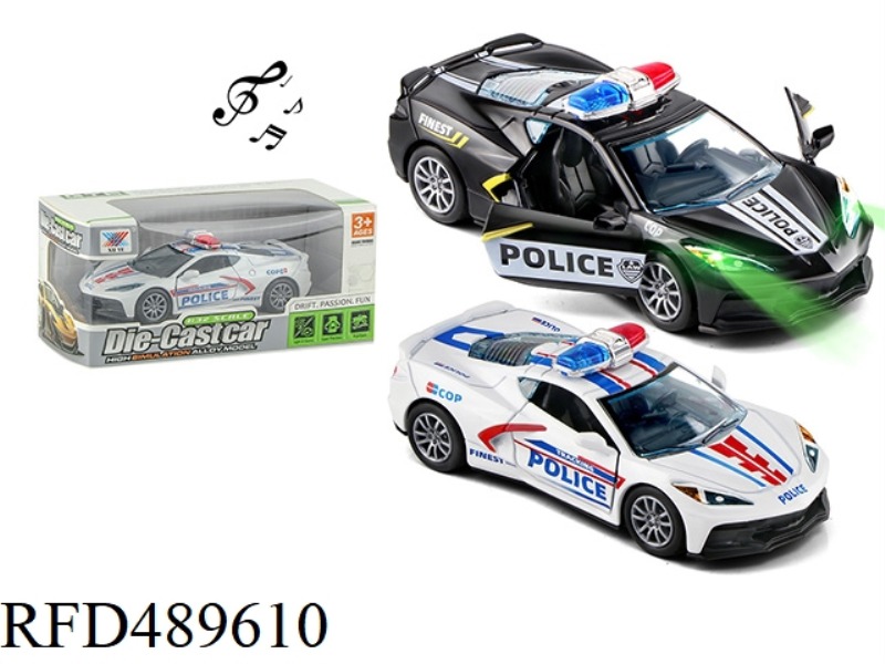 1:32 ALLOY BOOMERANG DOOR, POLICE CAR LIGHTS, MUSIC CORVETTE C8 (1 UNIT)